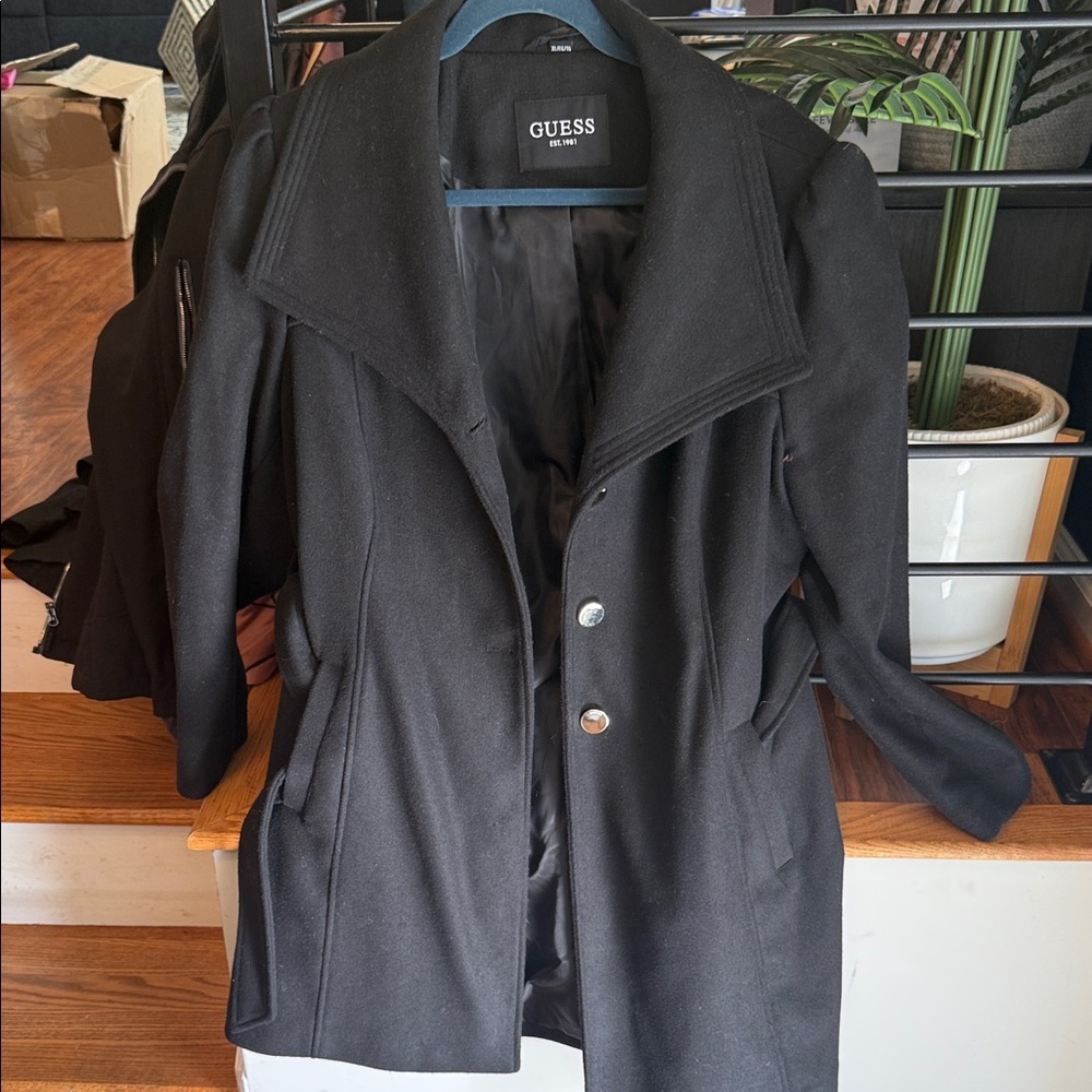GUESS Women's Elegant Black Trench Coat